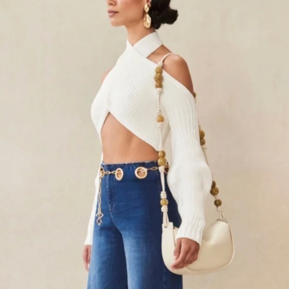 NEW Cult Gaia Elyse Knit Cropped Top - Off White - Picture 3 of 10